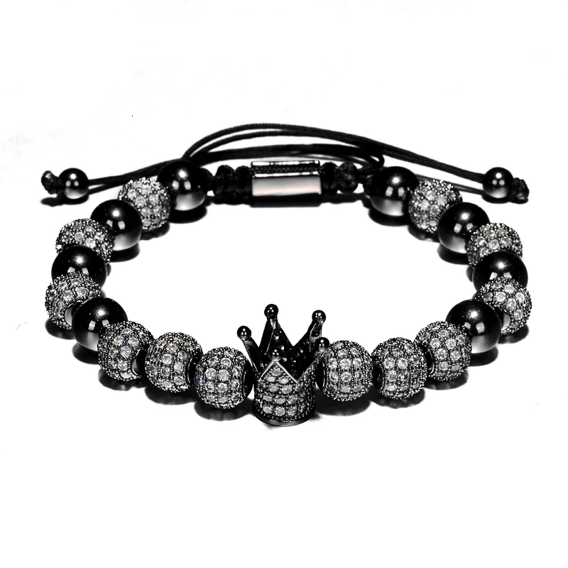 Роскошные браслеты мужские 8 мм Micro Pave CZ круглый плетеный макраме браслет Pulseira Feminina ювелирные изделия ручной работы для женщин подарок