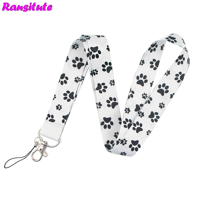 Ransitute Dog Paw Print Mobile Phone Lanyard Key ID Card USB Badge Holder DIY Fashion Neckband Decoration R826 | Мобильные телефоны