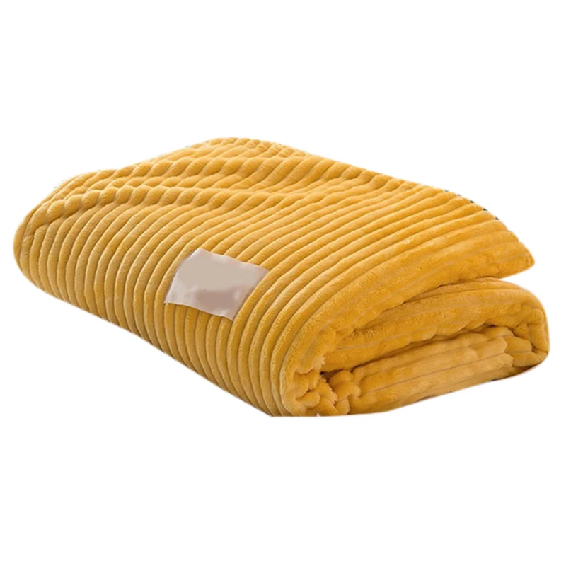 

Throw Blanket Flannel Blanket Solid Color Soft Warm Square Thickness Blankets For Beds-Yellow
