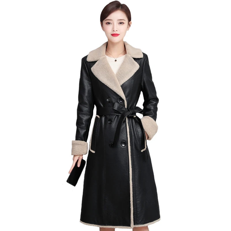 Модная зимняя женская куртка из искусственного меха женское кожаное пальто с