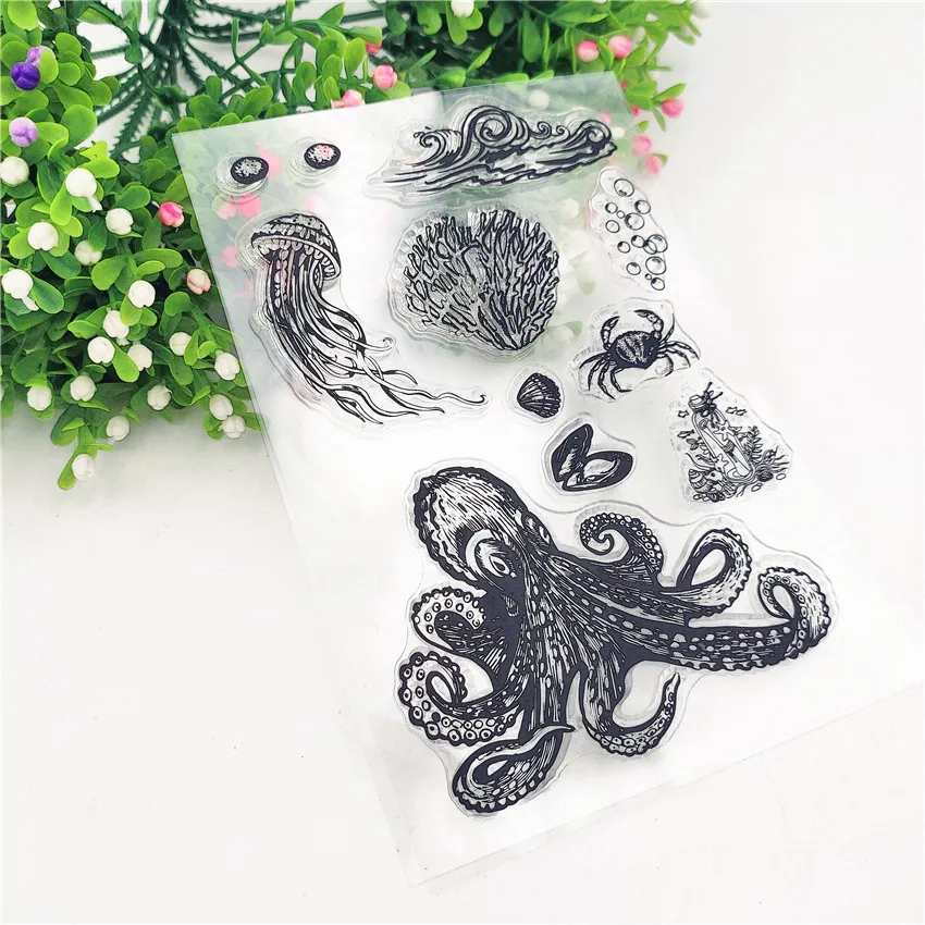 Подводный мир прозрачный силиконовый штамп/уплотнение для DIY декоративный