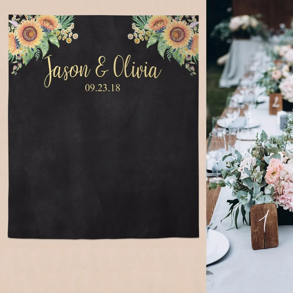 Allenjoy Anniversary Event Supplies Colorful Flowers Wooden Floors Blackboard Party Supplies Modern Wedding Activities Wallpaper