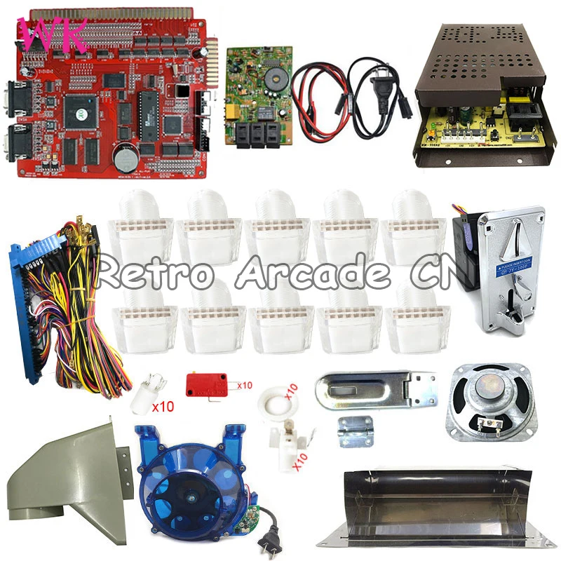 

Оригинальный игровой автомат, материнская плата, комплект «сделай сам» 40 в 1, приемник монет, квадратная кнопка, кабель динамика, Синий Мотор