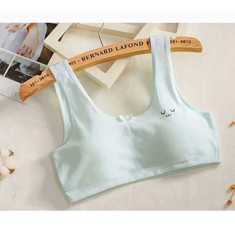 

2020 New Young Girls Cotton Bra Kids Sport Wireless Small Training Puberty Underwear Crop Tops Racer Back 8-15Years