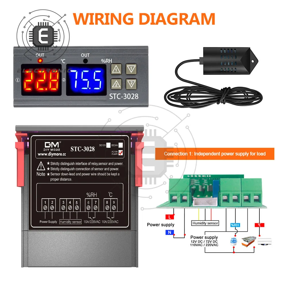 Цифровой термостат гигростата регулятор температуры и влажности с ЖК-дисплеем