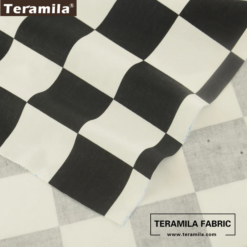 Ткани Teramila геометрический квадратный дизайн 100% черно-белая хлопчатобумажная