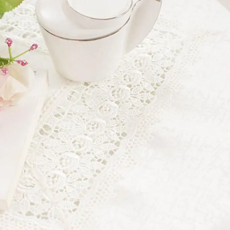 Роскошная белая квадратная скатерть с кружевом и вышивкой кухонный чай салфетка