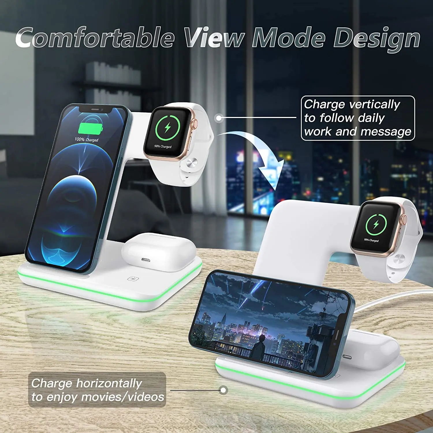 Tanie 3 W 1 Bezprzewodowe ładowarki Stojak Na IPhone 13 12 11 XS XR X 8 Qi 20W Szybka Stacja ładująca Do Apple Watch 7 6 AirPods Pro IWatch