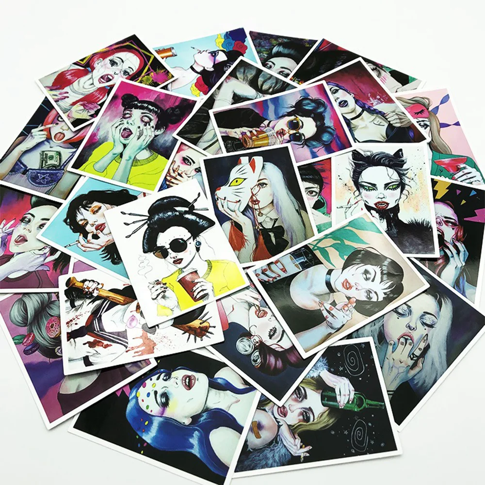 

25Pcs Sexy Violence Motorcycle Girl Stickers Popular For Cars Helmet Sktaeboard Siutcase Future Poster Adesivi Craft Supplies