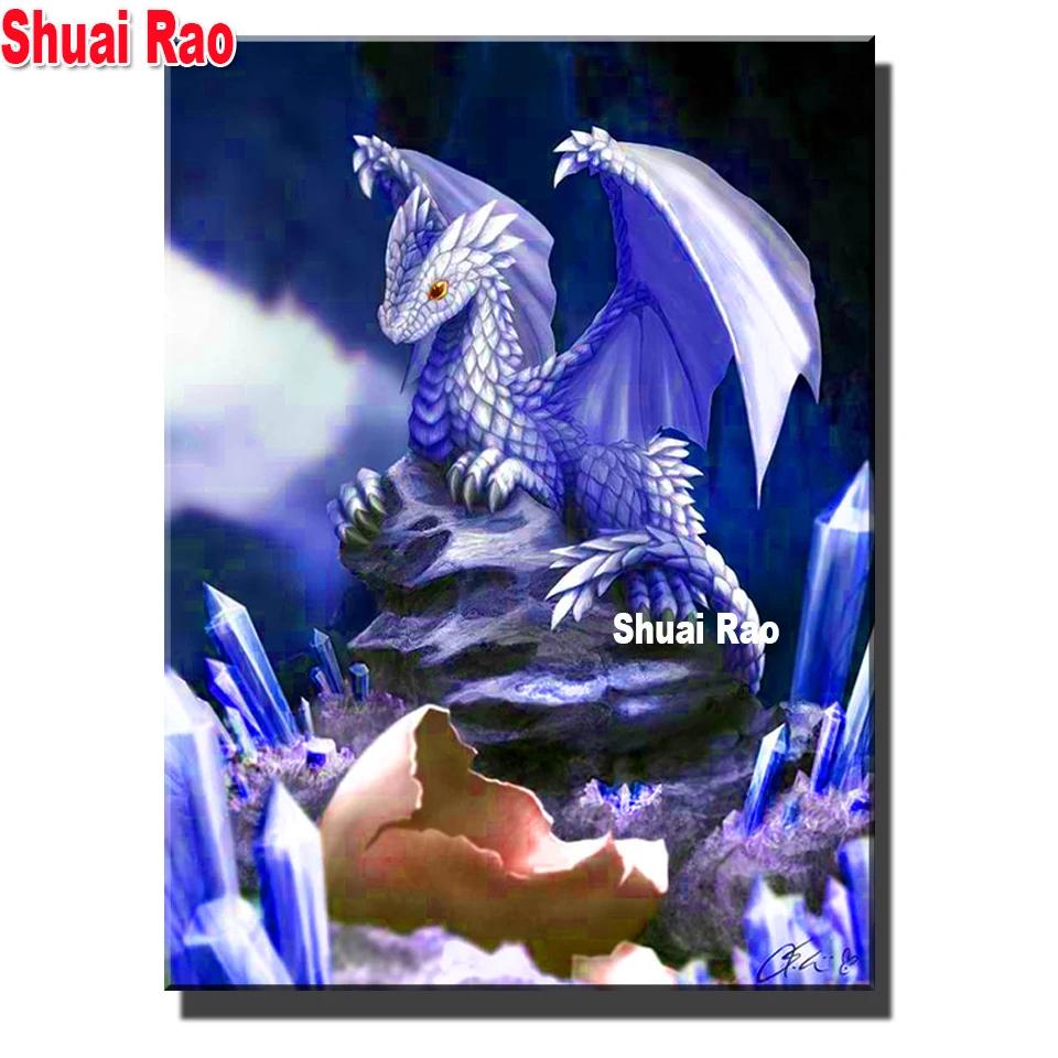 Алмазная мозаика синий маленький дракон алмазная живопись полная квадратная
