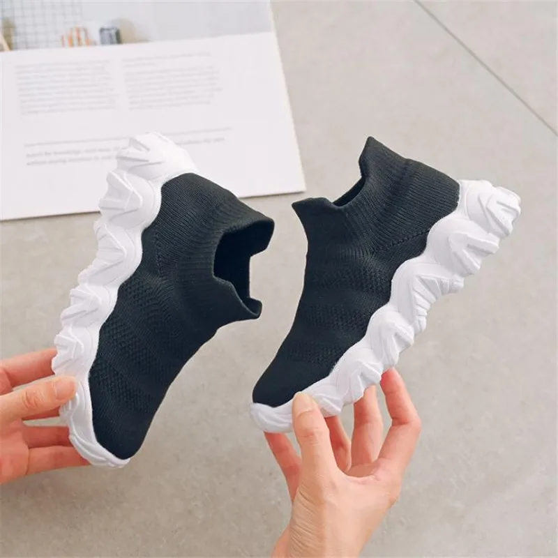 

Kids Sneakers Children Casual Shoes Knitting Breathable Solid Color Socks Shoe Non-Slip 2021 Boots Boys Girls Sport Running Shoe