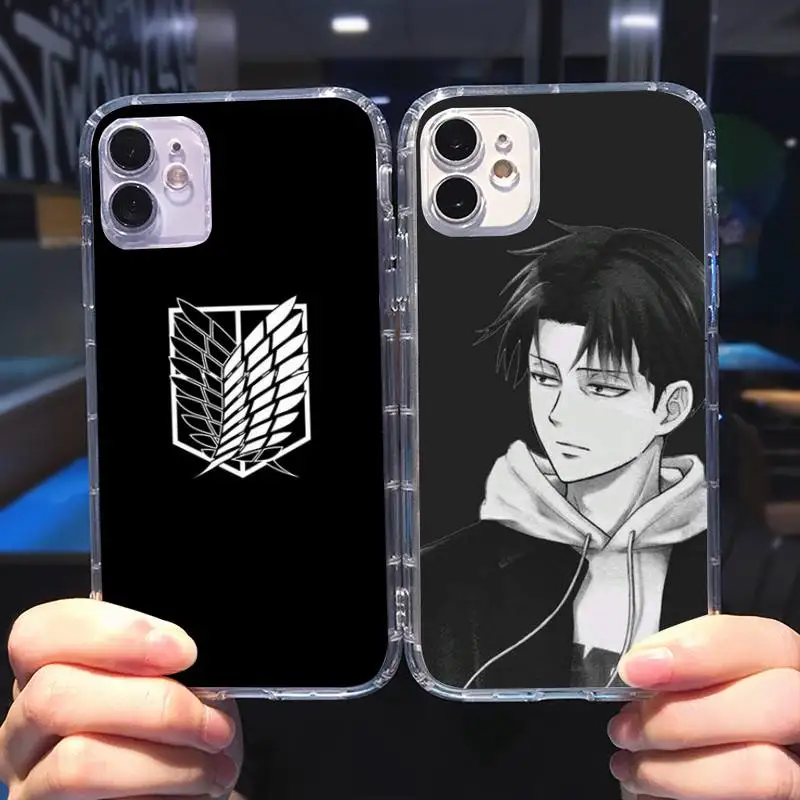 

Anime Japanese Attack On Titan Phone Case Transparent for iPhone 6 7 8 11 12 s mini pro X XS XR MAX Plus cover funda shell