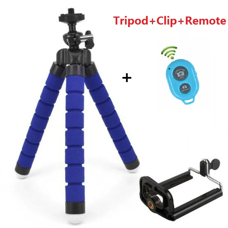 blue with remote Гибкий мини-штатив Гибкий штатив для телефона с зажимом для телефона мини-штатив для смартфона и камеры гибкий мини-штатив - Цвет: blue with remote