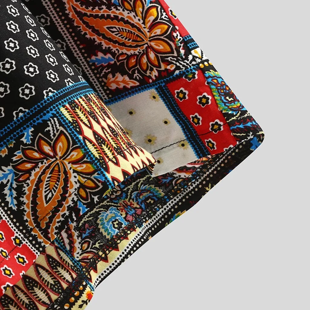 Рубашка мужская с коротким рукавом и воротником стойкой свободная повседневная