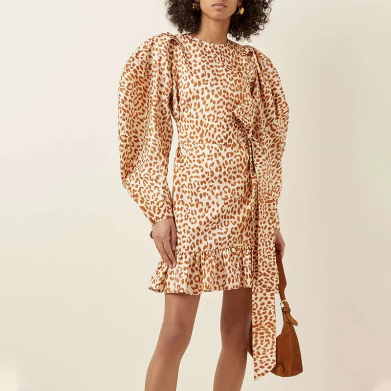 

Big brand summer women's chiffon 3D printing elegant bowknot dress 2020New women's clothing ruffles fashion party pleated skirt