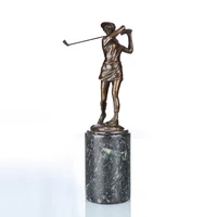 female golfer bronze statue woman golf sport sculpture modern art high end decoration for home office table