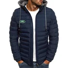 Мужская повседневная куртка, зимняя короткая теплая куртка с капюшоном и принтом Land Rover, брендовая Высококачественная Мужская одежда, пальто, 2021