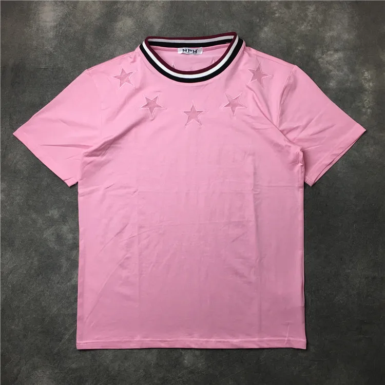 

New 2021 parkour High Fashion T Shirts Striped embroidery stars T-Shirt Hip Hop Skateboard Street Cotton T-Shirts Tee Top #G47