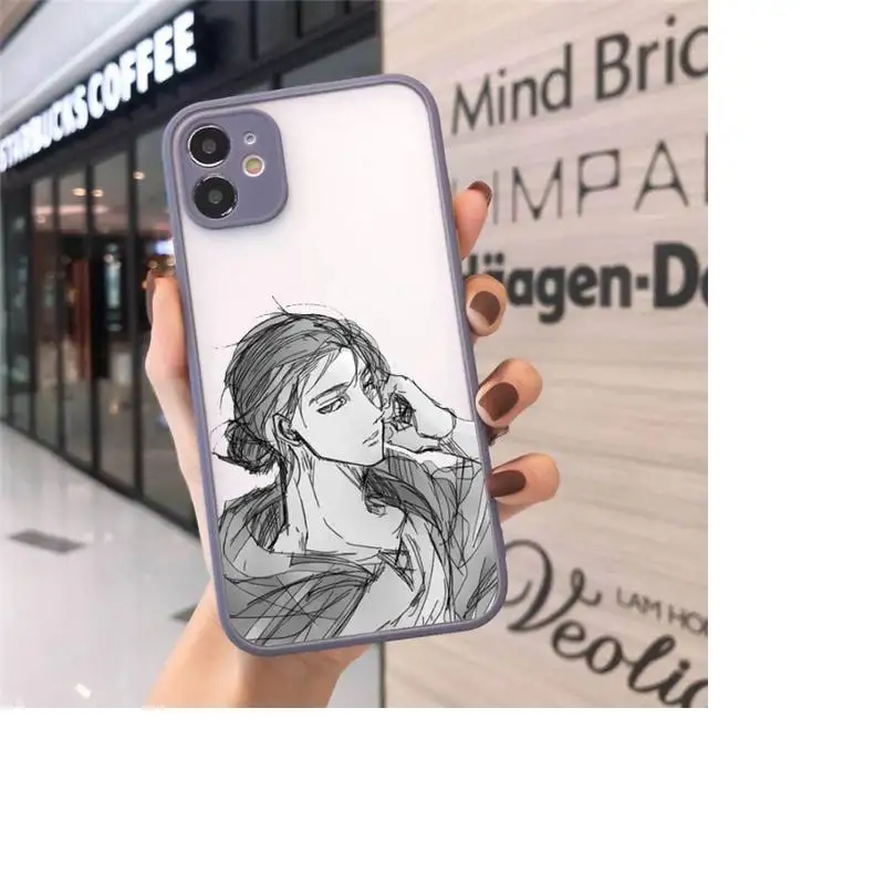 

Anime Japanese Allen Attack On Titan Phone Case For iPhone 12 11 Mini Pro XR XS Max 7 8 Plus X Matte transparent Gray Cover