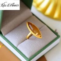 kissflower ri103 fine jewelry wholesale fashion woman girl bride birthday wedding gift vintage jade 24kt gold resizable ring