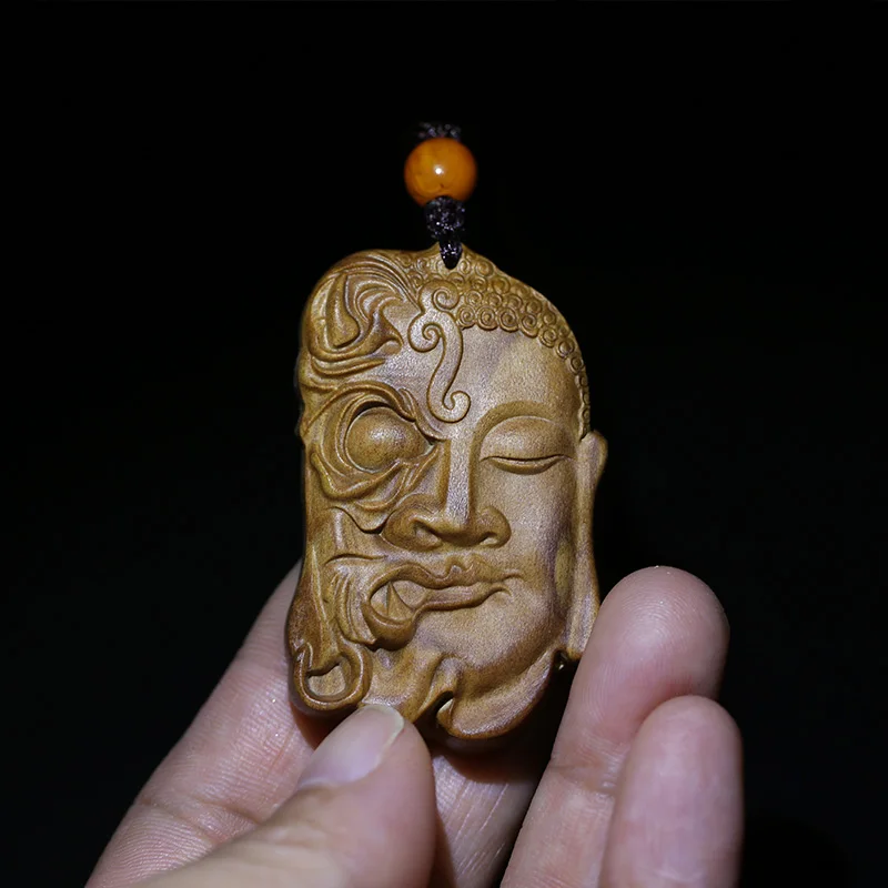 Мужской кулон из цельного дерева в виде дьявола и Будды|Статуи скульптуры| |