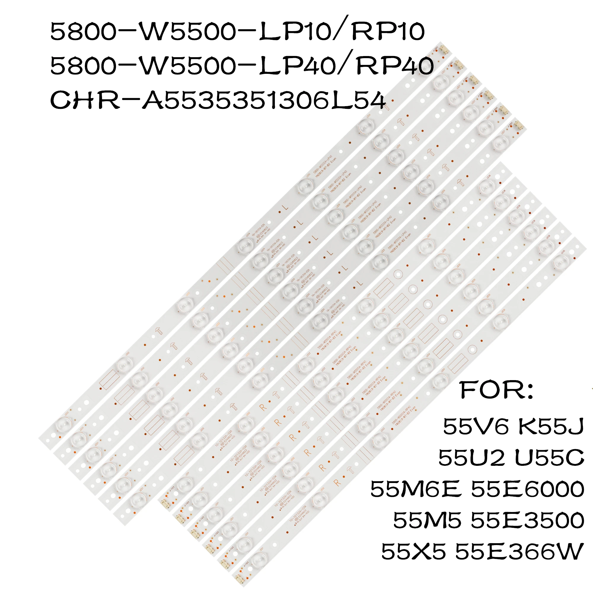 Светодиодная лента для 55X3 55K2 55V5 55M7 55X5 55V6 55U2 K55J 55E6000 55E3500 55E366W 55M6E 55M5E 5800-W55004-RP40 LP40 RP40 RP10 LP10