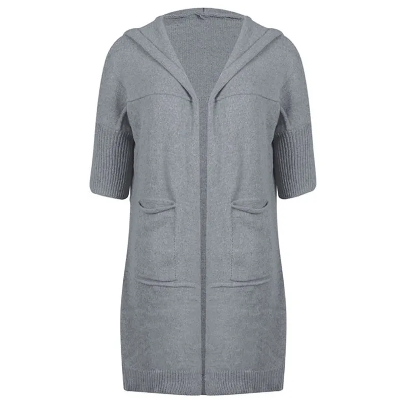 Женский свитер Модный повседневный однотонный длинный кардиган с рукавом