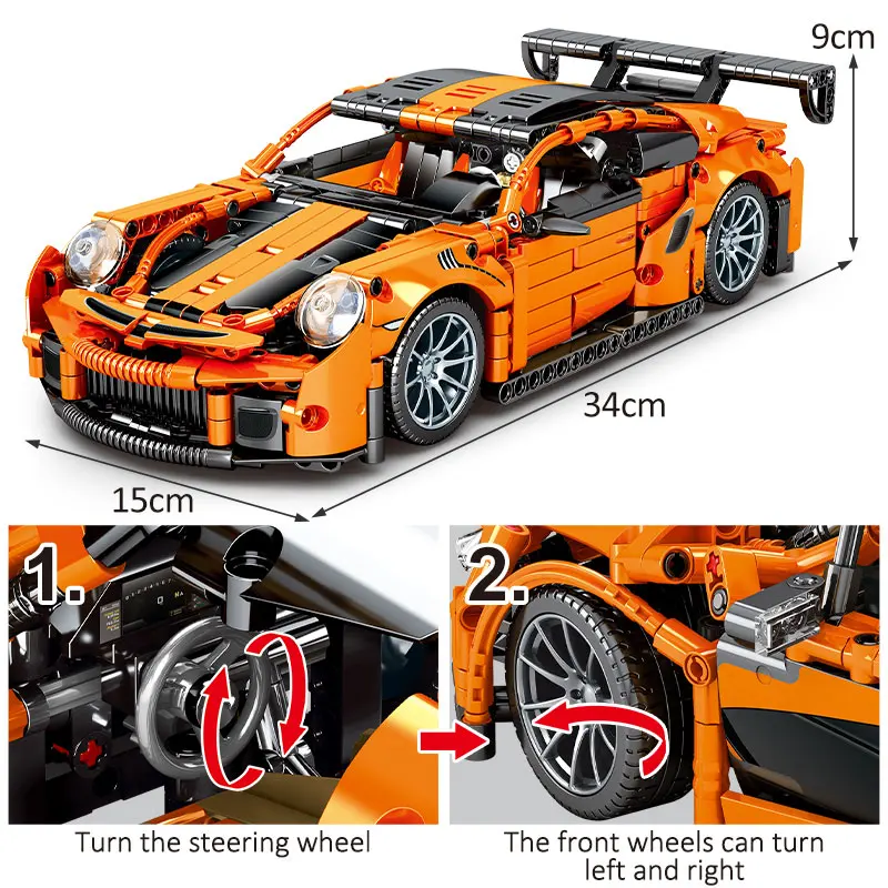 

1:14 High-tech Supercar Sports Car Model Building Blocks Bricks City Creator Mechanical Racing Vehicle Racer Toys For Children