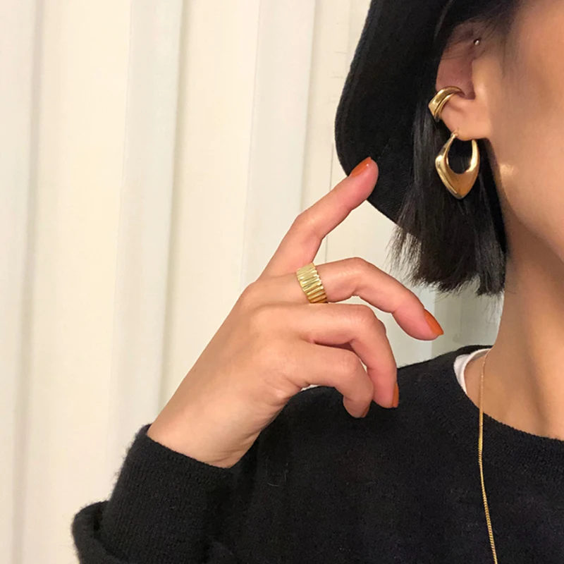 Unique Punk Drop Earring Real 925 Sterling Silver Gold Irregular Nordic Style Wedding Jewelry | Украшения и аксессуары