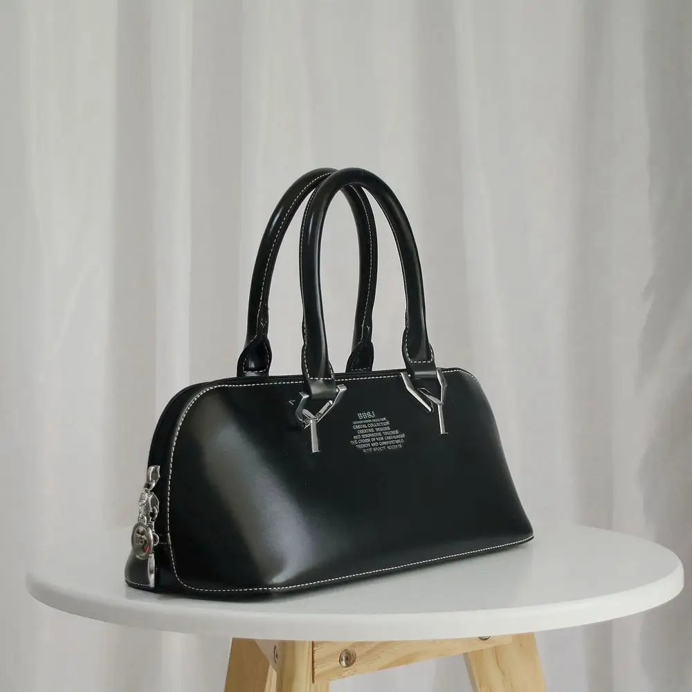 Брендовая Длинная черная женская сумка в виде ракушки Сумки из натуральной кожи