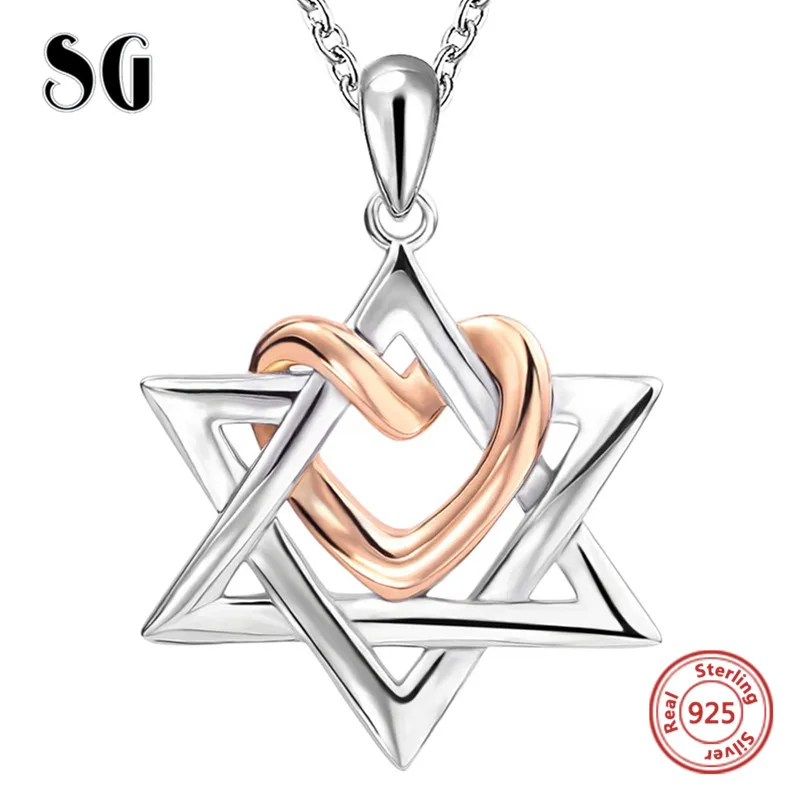 SG 925 серебряный модный стиль Шестигранная цепочка кулон и ожерелье Модные