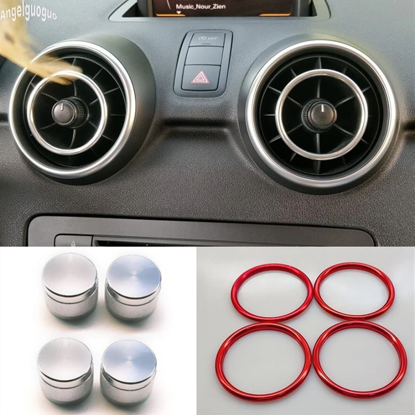 

Аксессуары из алюминиевого сплава 4 шт./компл. для Audi A1 2014-2017, автомобильная центральная консоль, рамка для воздуховода, декоративное кольцо, ...