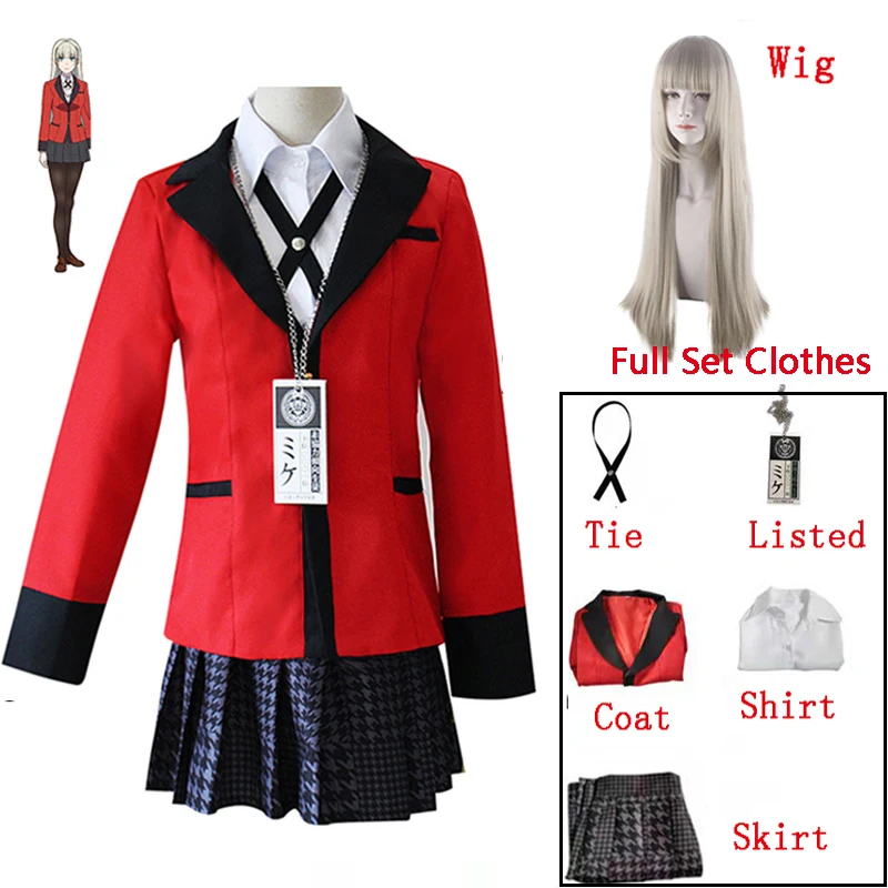 

Костюм для косплея из аниме «Kakegurui Momobami Ririka», комбинированный геймбер, полный комплект одежды, женский парик, аксессуар на Хэллоуин