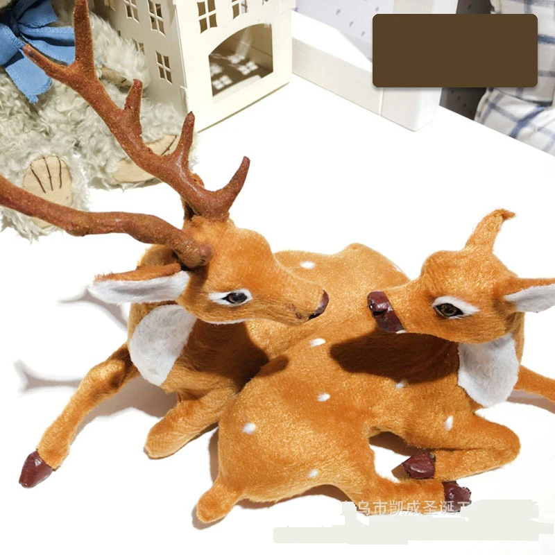 

Cute Gift Lovers Christmas Deer Decoration Plush Reindeer Furry Deer Home Christmas Ornament Craft Elk Happy New Year Xmas Gift