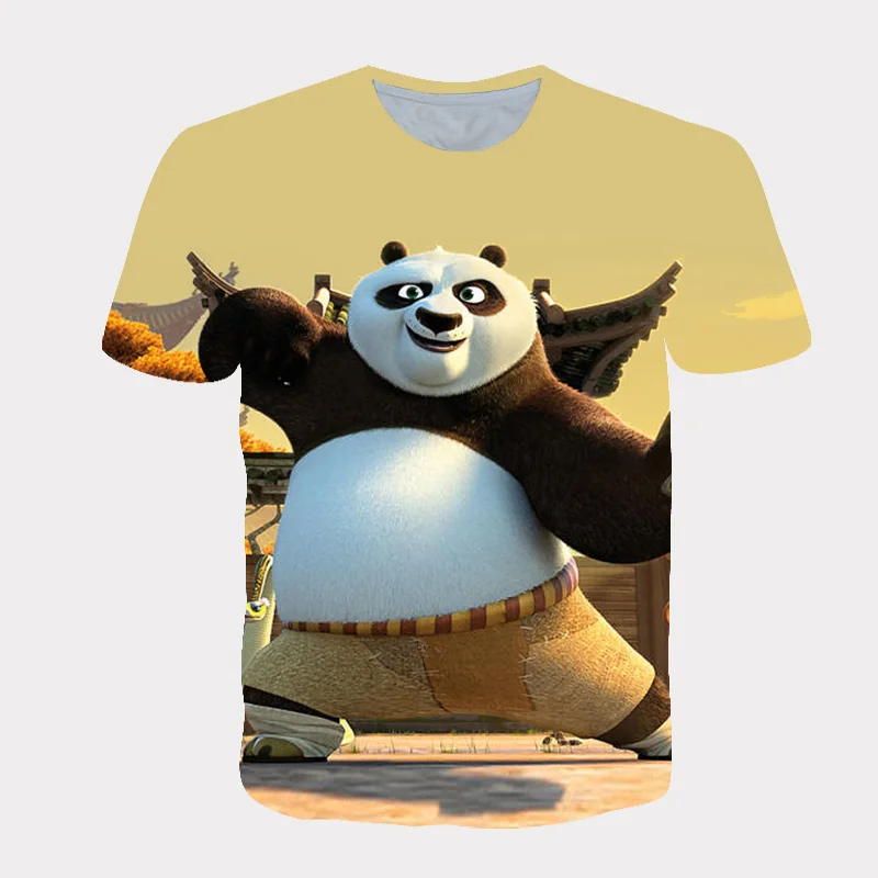 

Chinese Panda cuteT-shirts short sleeve and polyester tops for girls and boys 2021 new summer children's clothings kids t-shirts
