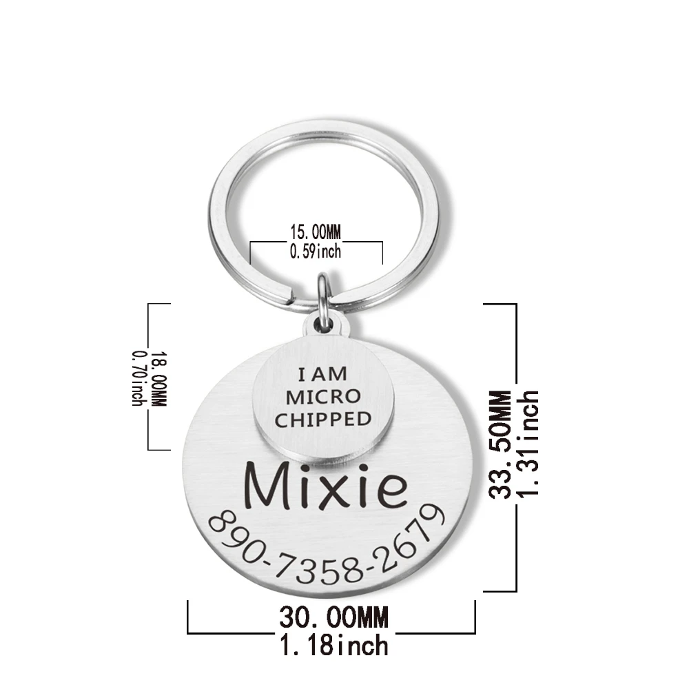 Personalized Dog Cat ID Tag I Am Microchipped Name Number Stainless Steel Pet Id Collar Laser Engraving | Дом и сад