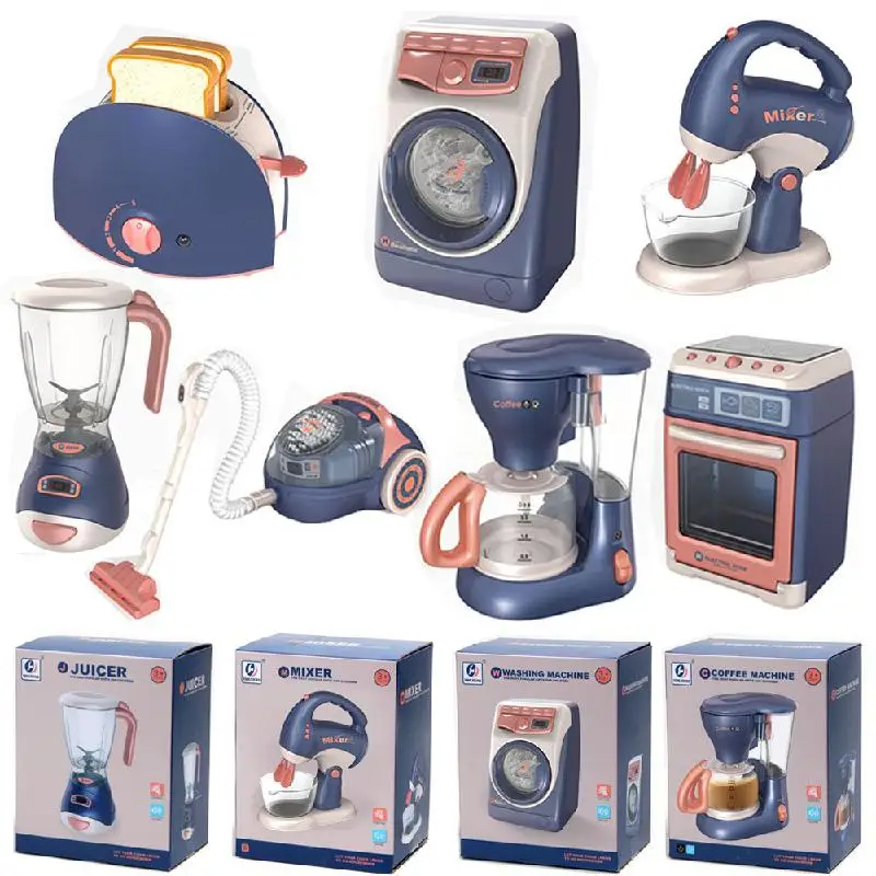 

Children's Pretend Play Simulation Small Home Appliances Acousto-optic Toy Set Coffee Machine Toaster Juicer Play House Toy Gift