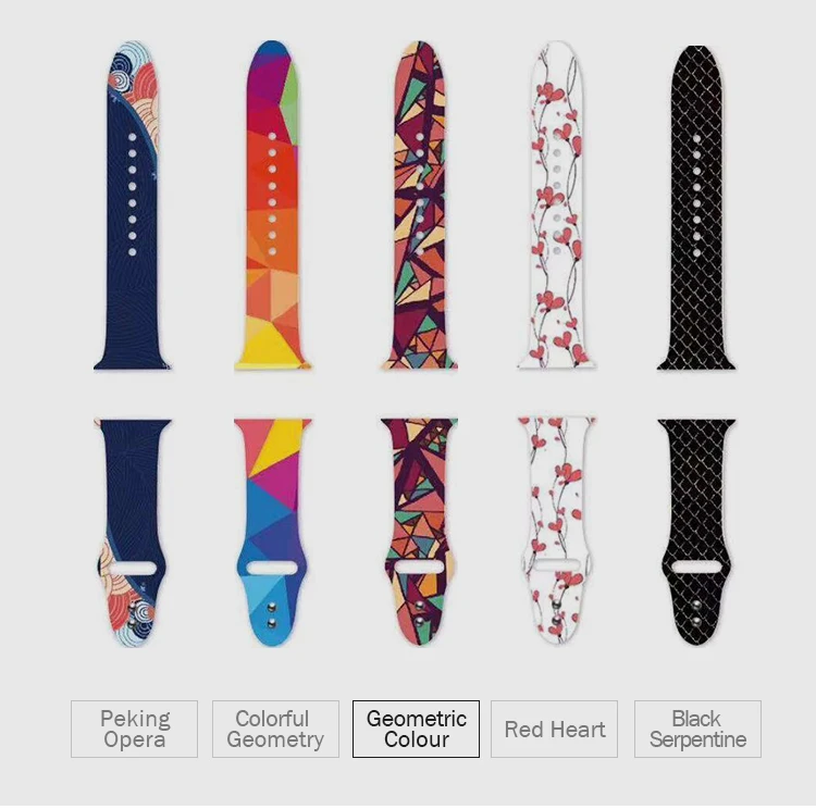 40mm 44mm Printing Watch Bands For Apple Watch 4 Rubber Strap Sport Bracelet 42mm 38mm For Iwatch 3 2 1 Accessories