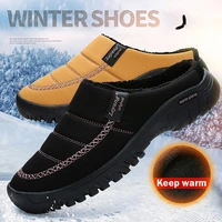 winter men shoes plush men slippers fleece warm fur thicken cotton padded home slipper outdoor flat shoes man casual footwear