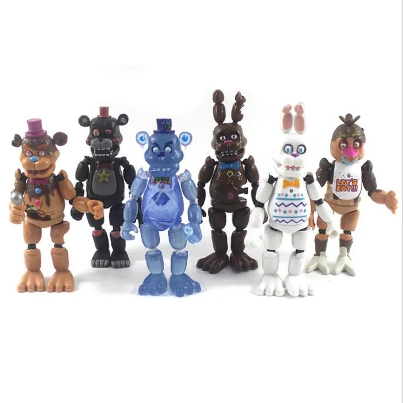 6 Pcs/Set New Anime Figure Five Night At Freddy Assembling Toy Cute Bonnie Bear Fnaf Action Figure Pvc Model Freddy Toys Gifts