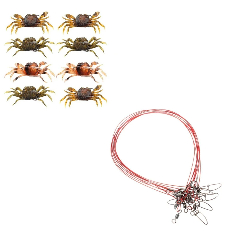 10 шт. Вертлюги для спиннинга из нержавеющей стали 8 искусственных приманок-крабов
