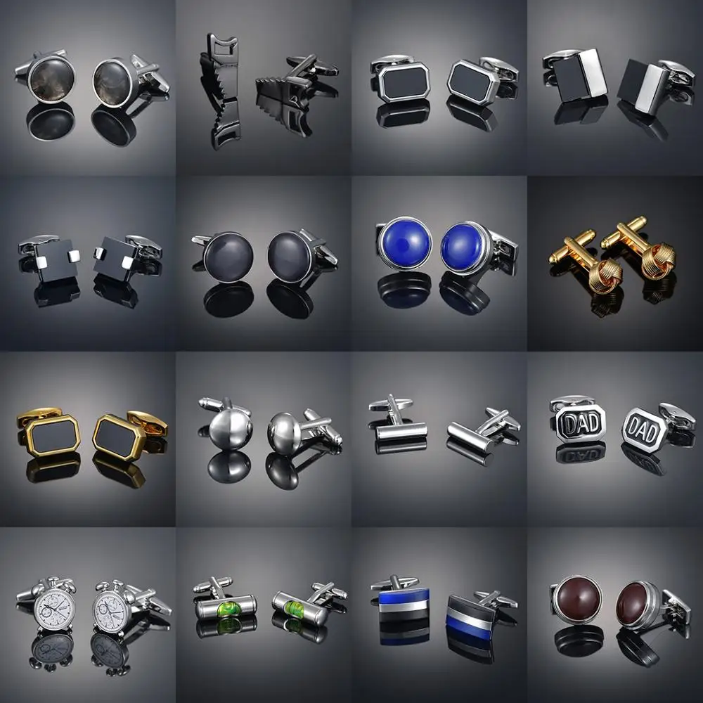 Роскошная запонка Мужская рубашка манжеты Кнопка французские квадратные часы