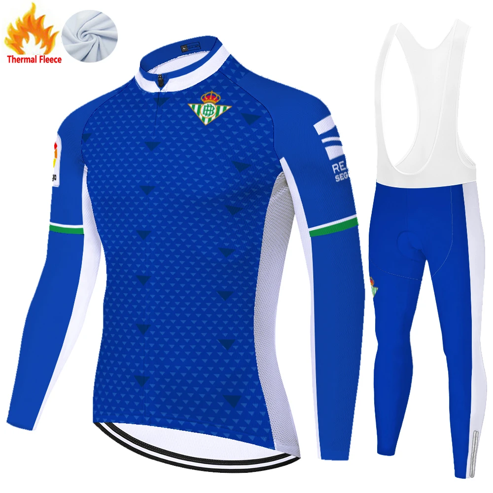 Зимняя Теплая Флисовая Мужская футболка Proteam Green Betis ropa bicicleta hombre одежда для