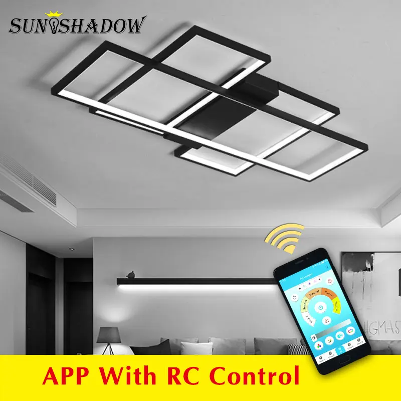 Современная светодиодная люстра черная металлическая Потолочная Светильники