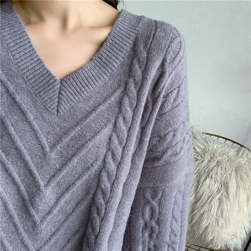 

LANMREM solid color Korean style sweater loose pullover blue casual fashion all-match top for women fashion tide autumn 2A1491