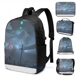 Забавный графический принт subnautica(14), рюкзак с USB-зарядкой, мужские школьные сумки, женская сумка, дорожная сумка для ноутбука