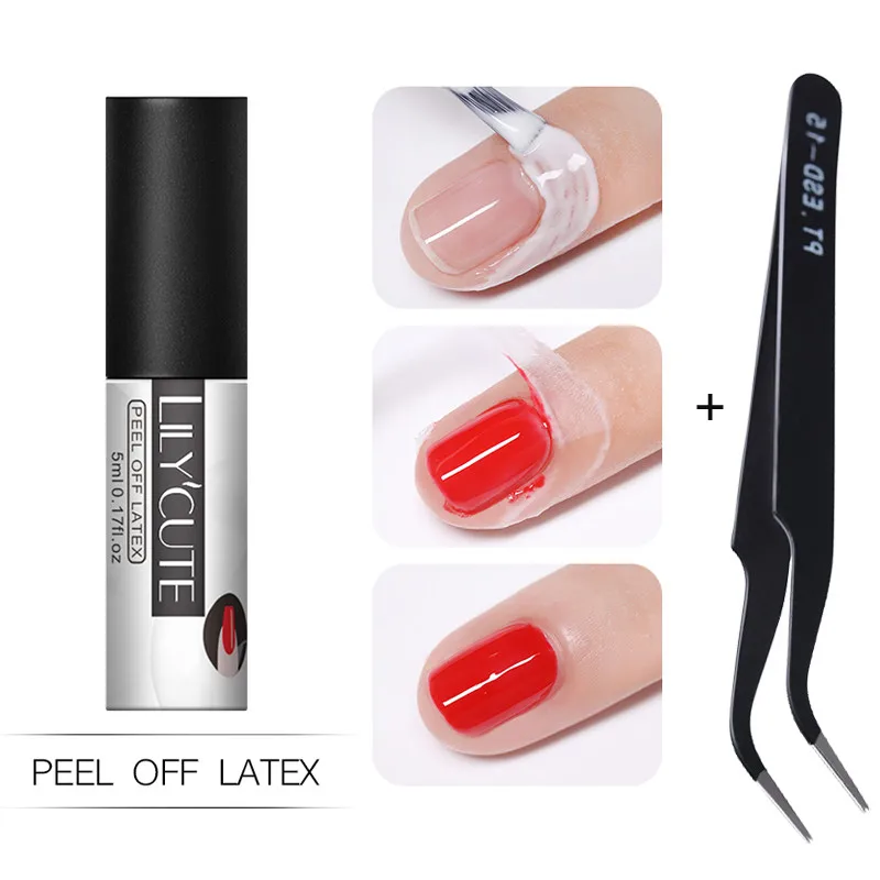 5ml black LILYCUTE 5 мл гель для ногтей жидкая лента отшелушивается от белого цвета без запаха быстрая сушка гель для ухода за кожей края ногтей Полировочный для ногтей, Маникюрный Инструмент - Цвет: 5ml black