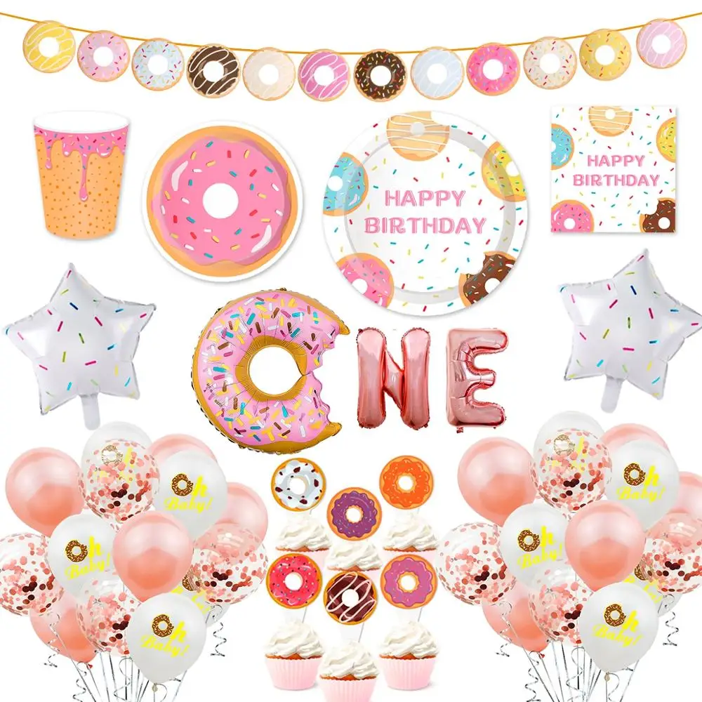 Пончик Расти вверх шар одноразовая посуда в форме пончика День рождения Декор