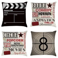 4 pcsset cinema popcorn pillow case 45x45cm movies playing board sofa waist throw cushion cover home decor