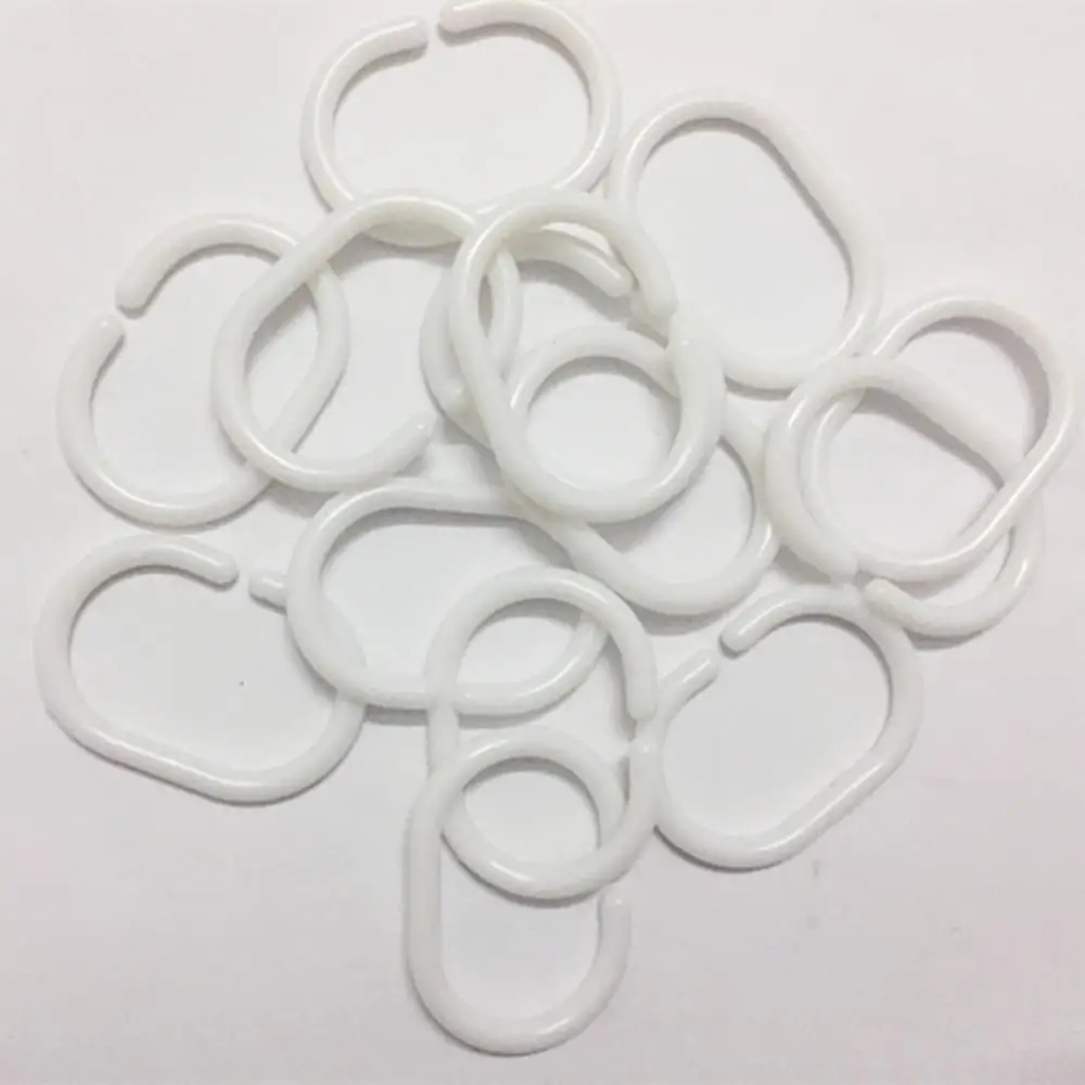 

12 Pcs Creative Plastic Shower Curtains Hooks Bathroom Products Seamless Shower Curtains Hanging Rings C01 White Thickening